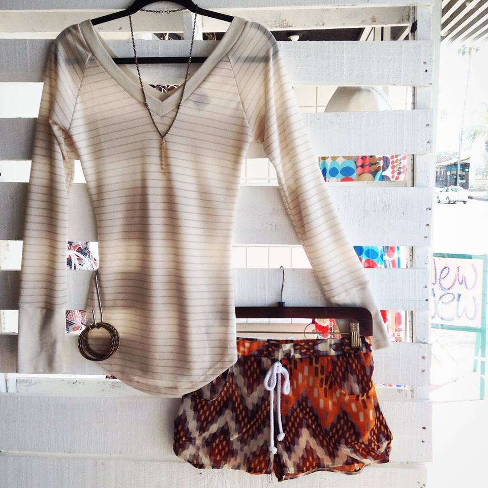 Striped Long-sleeve V-Neck