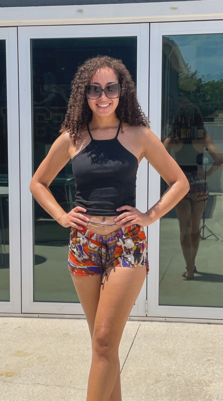 Tribal Blue & Orange Printed Shorts