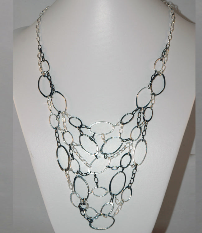 Silver & Gunmetal melange Link necklace