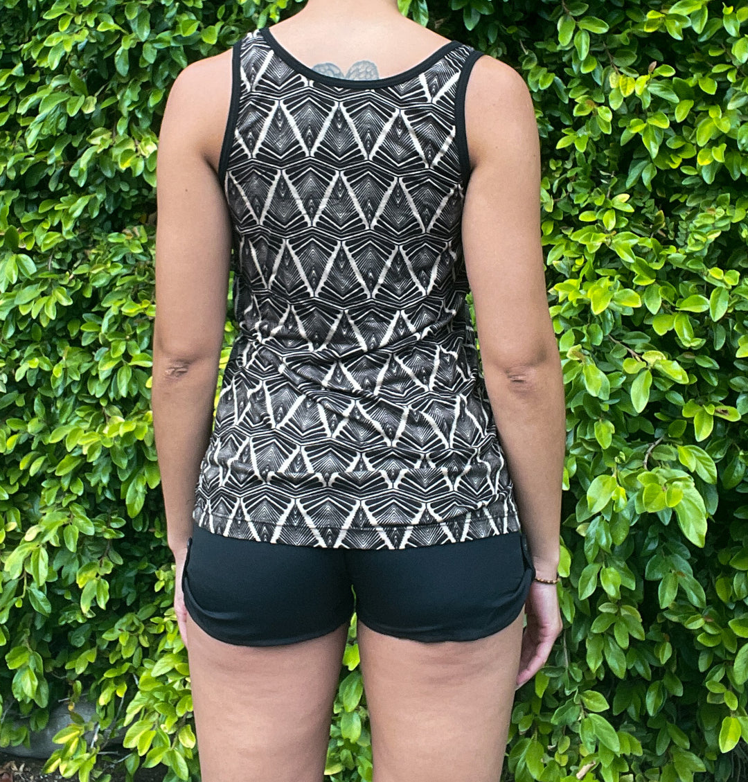 Art Deco pattern Black and Tan Zig-Zag Tank